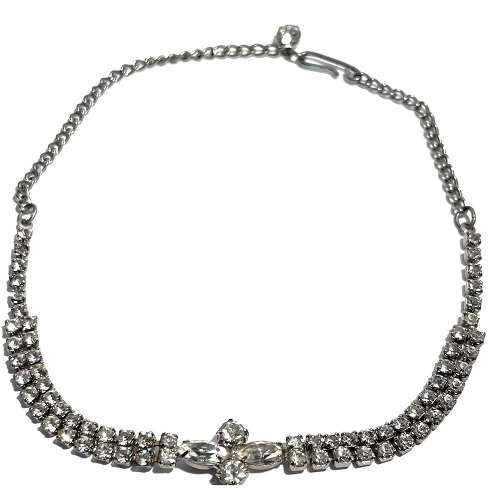 Vintage Rhinestone Necklace Choker Costume Jewelry Crystal  Child Size 14 Inch